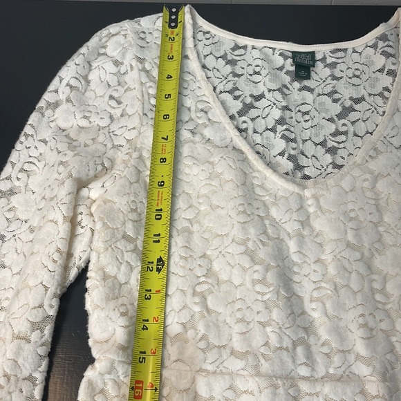 Wild Fable Ivory White Mini Dress Floral Lacy Overlay Long Sleeves Wedding Party - Picture 11 of 14